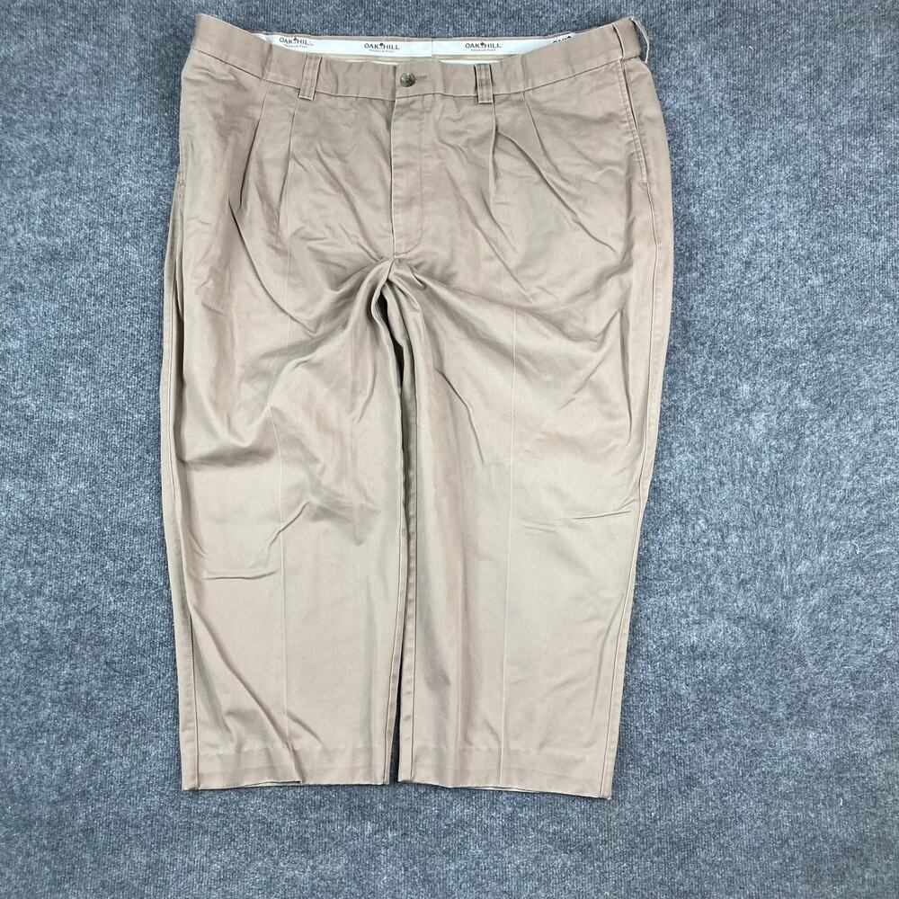 Oak Hill Pants Mens 48x25 Khaki Dress‎ Pants Pleated Classic Cotton
